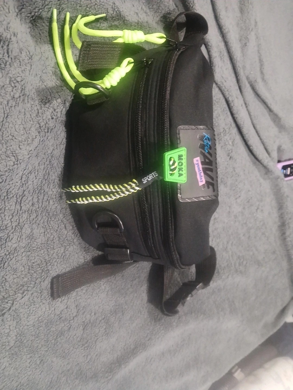 SHEIN Black Crossbody Bag with Neon Green Accents